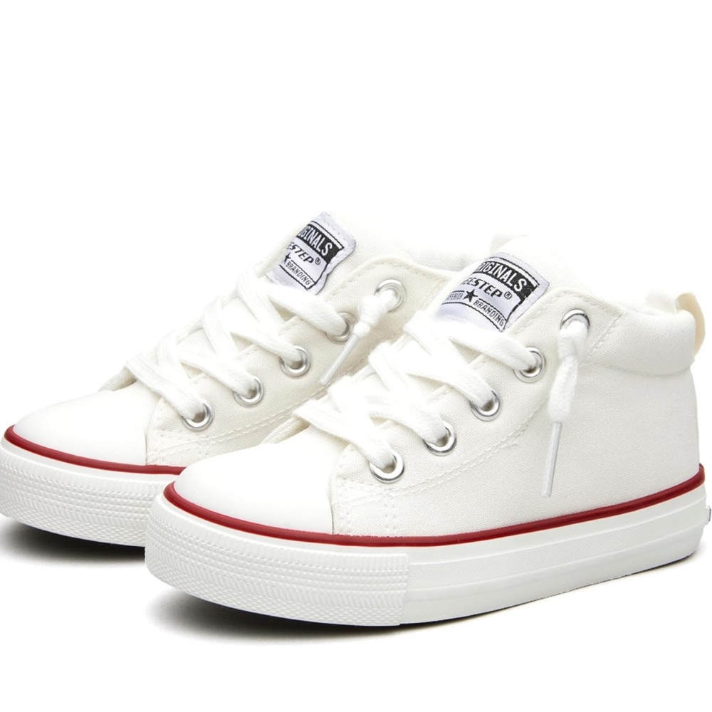 NWT/NIB: NO-TIE Classic White Mid-Tops - No Grimy Shoelaces to Tie 🙌🏼